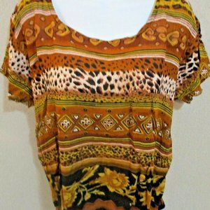 VTG 90's Sky Lark Collections Top Size XL NWT Slouch Shoulder Ethnic Print